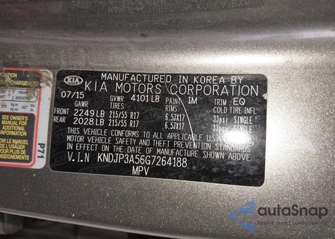 2016 Kia Soul + from USA, damaged, VIN KNDJP3A56G7264188
